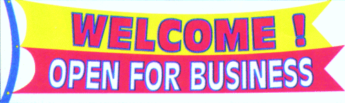 Welcome! Open for Business - 3x10' Vinyl Banners - CRW Flags Store in