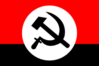 Black flag with hammer and sickle, ratio 2:3
