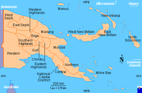 Clickable map of Papua New Guinea