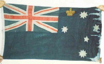 [Photo of 1877 Victorian Ensign formed from an 1870 ensign by adding a crown]