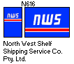 North West Shelf Shipping Service Co. Pty. Ltd. houseflag and funnel]