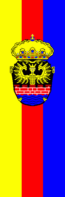 [City of Emden, banner with arms and crown]
