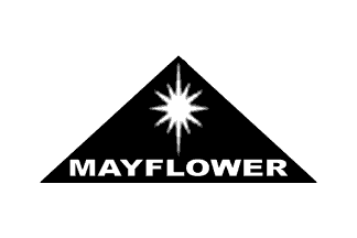 [white triangle on white bearing a star and the word mayflower]