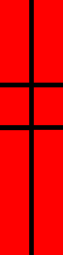 [red double cross on black]