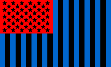 [21 vertical stripes, black for white, red and blue switched]