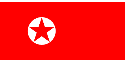 [North Korean flag with just the white stripes along top and bottom.]