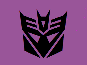 [purple field, black Decepticon symbol]