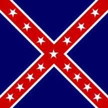 [reverse coloured confederate battle flag, 15 stars]