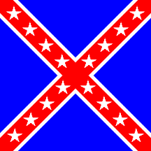 [reverse coloured confederate battle flag, 16 stars]