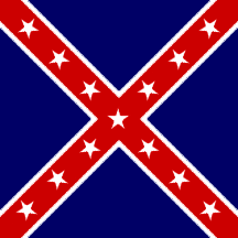 [reverse coloured confederate battle flag, 13 stars]