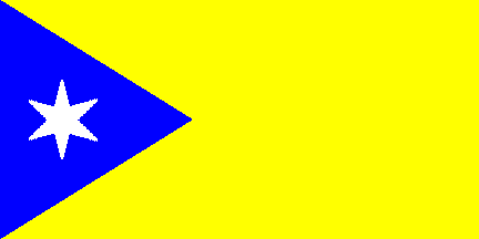 [Unknown yellow with blue hoist triangle bearing a star]