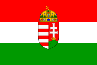 [Hungarian flag with Coat of Arms]