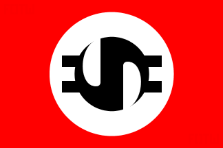 [pseudo-nazi flag]