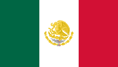 [Bandera Nacional (National Flag of Mexico) with golden/grey coat of arms. By Juan Manuel Gabino Villascán]