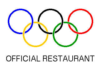 [The Olympic flag as hoisted in some McDonald's locations]