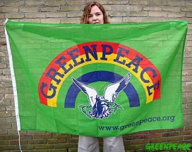 [Previous Greenpeace flag, prior to 2007]
