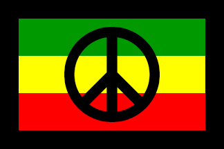 [Rastafarian peace sign variant with black border]