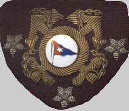 red/blue pennant on hat badge
