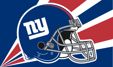 [New York Giants fan helmet flag]