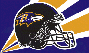 [Baltimore Ravens fan helmet flag]
