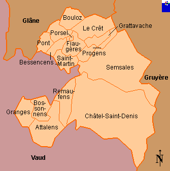 Clickable map of Veveyse district (Fribourg Canton, Switzerland)