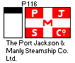 [Port Jackson & Manly Steamship Co. Ltd. houseflag and funnel]