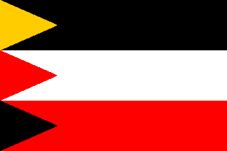 [Flag Proposal no. 10: Black-white-red tricolour with gold, red and black triangles at the hoist (Germany 1919-1933)]