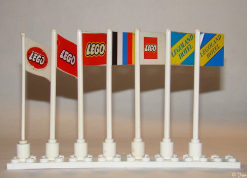 [Past LEGO toy model flags]