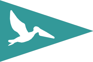 [pennant with white pelican(s) on a sea-green field]