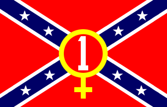 [confederate battle flag, yellow venus symbol, white number 