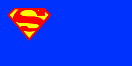 [superman emblem in upper hoist of blue flag]