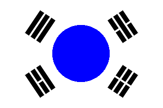 [Korean flag with plain blue emblem]