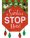 [Santa Stop Here Burlap Banner]