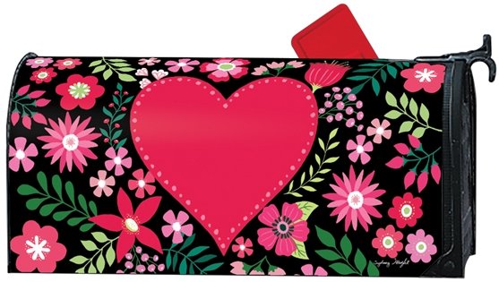 Delerain Valentines Day Love Heart Mailbox Cover Magnetic Mailbox Wraps Letter Post Box Home Garden Outdoor Decorative for Standard Size 21 x 18 in