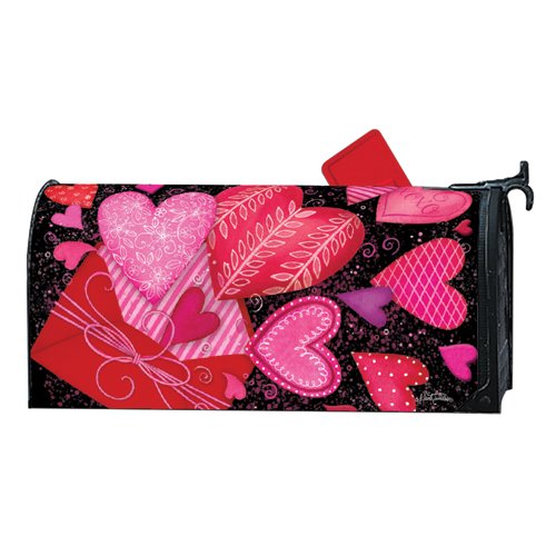 Delerain Valentines Day Love Heart Mailbox Cover Magnetic Mailbox Wraps Letter Post Box Home Garden Outdoor Decorative for Standard Size 21 x 18 in