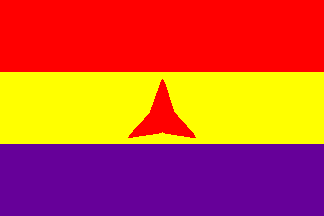 VOLUNTEERS SPANISH REPUBLIC FLAG 18'' x 12'' cords POPULAR SPAIN REPUBLICAN 