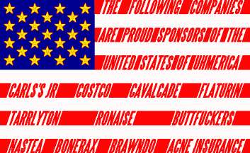 [US flag with sponsor message]