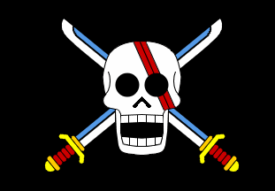 [Skull with red scars on swords]