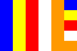 [Standard Buddhist flag]