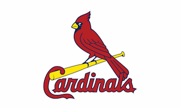 USA - NEW YORK, 12 August 2018: Waving flag with St. Louis Cardinals  professional team logo. Close-up of waving flag with Baseball St. Louis  Cardinals club logo, seamless loop. Editorial footage –