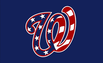 Washington Nationals flag, , red and blue 3D waves, MLB, american