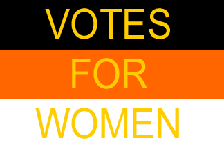 [Votes for Women flag]