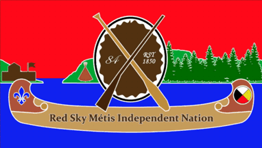 [Red Sky Métis Independent Nation flag]