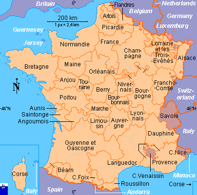 Clickable Map Of France Traditional Provinces