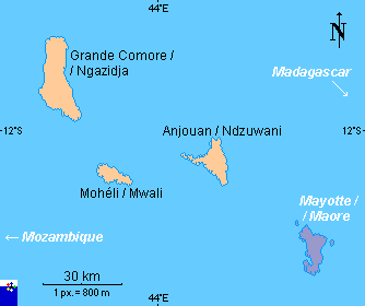 Clickable Map Of The Comoros Islands Including Mayotte