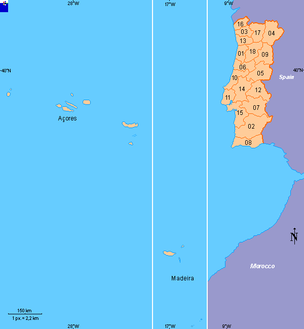 Portugal districts free map