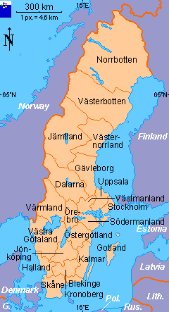 Clickable map of Sweden (län / counties)