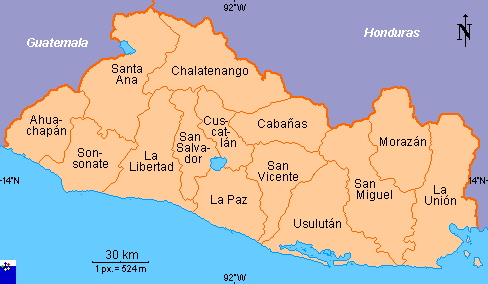 Clickable map of El Salvador