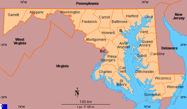 Clickable Map Of Maryland United States